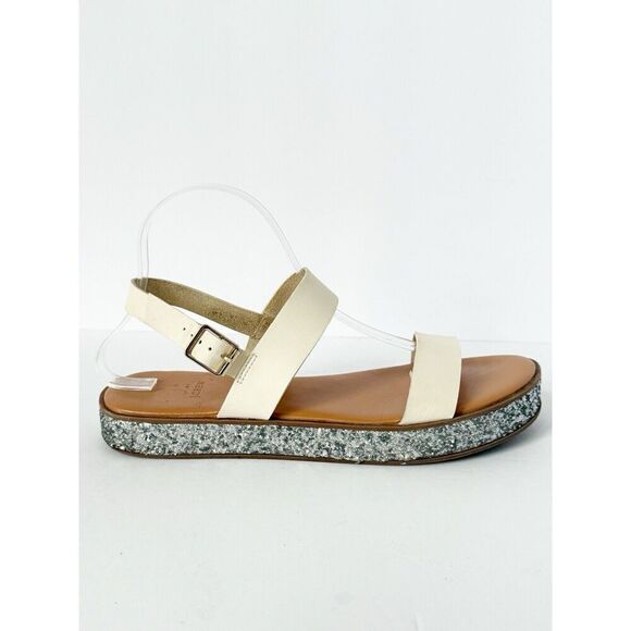 J Crew Flatform Sandals White And Glitter Ankle Strap Vintage Champagne 9.5 - Picture 9 of 16